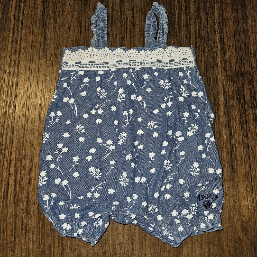 Lucky Brand Denim Blue Floral Romper